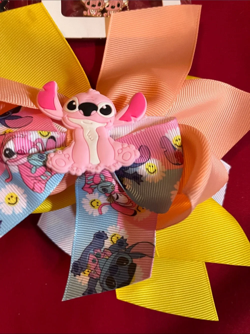 Fashion Jewelry Pink Yellow Teal Kids Bow and Charm Jewelry Set
